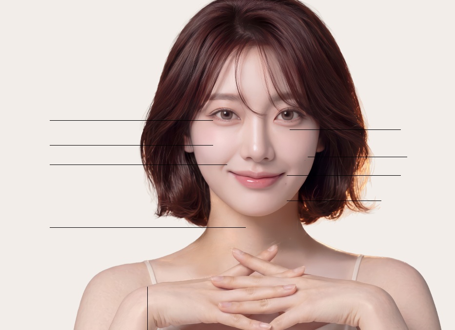 리투오 얼굴 및 목 시술 부위 안내